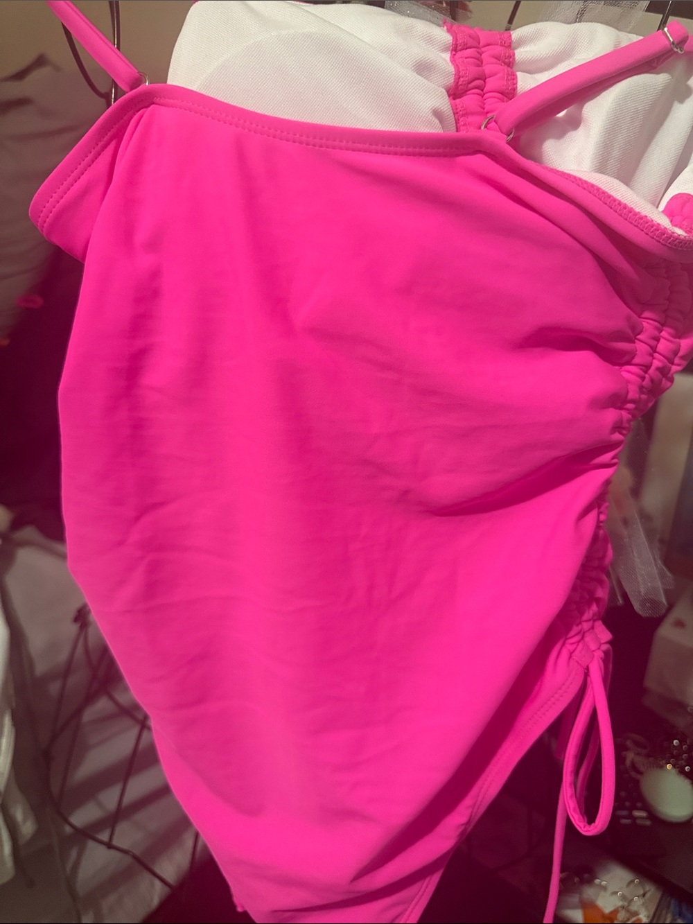 Women’s ' Pink Ruched Cutout One-Piece Swimsuit - Picture 3 of 3